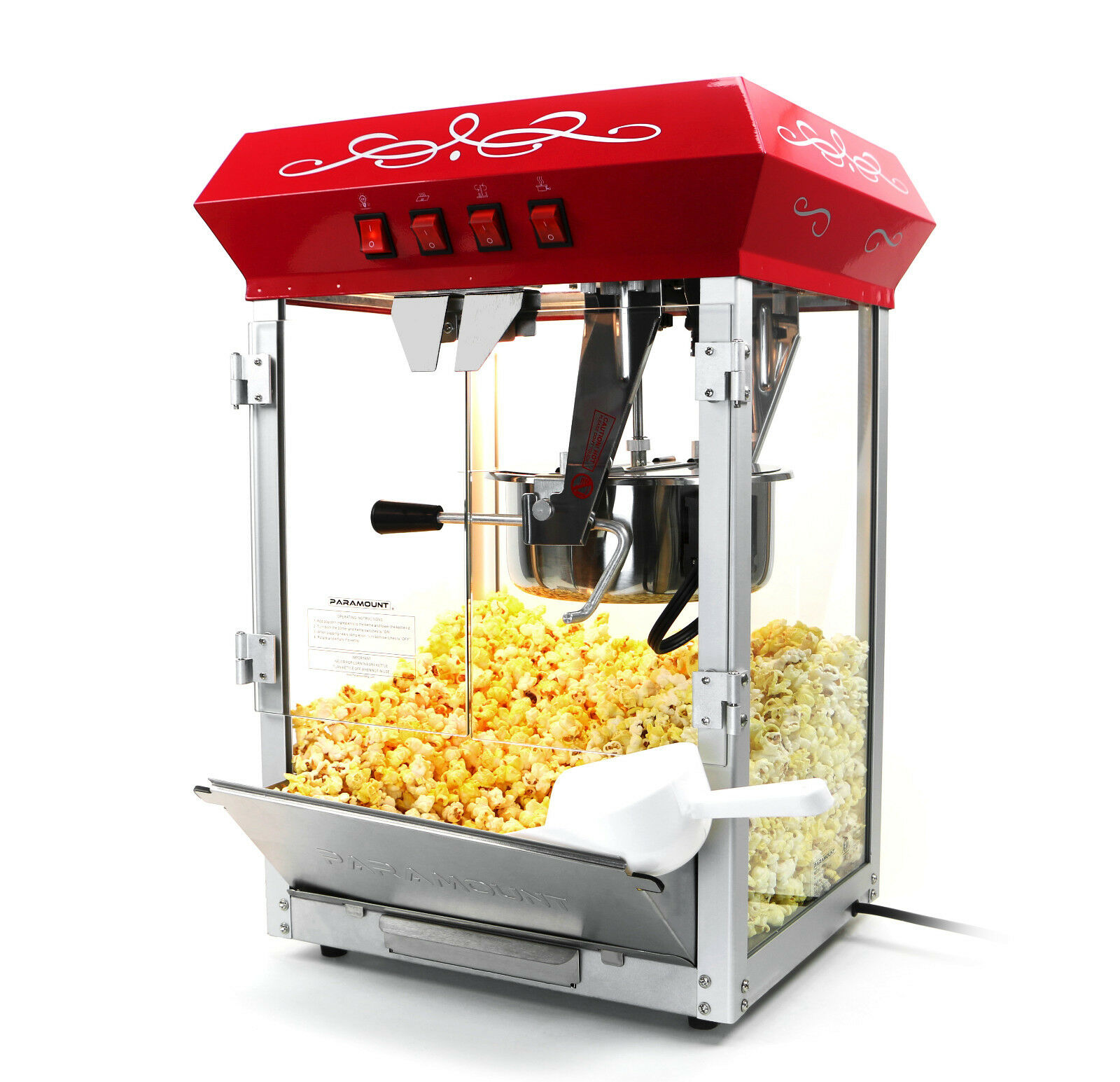 Paramount 8oz Popcorn Maker Machine - New Upgraded 8 Oz Hot Oil Popper [red]