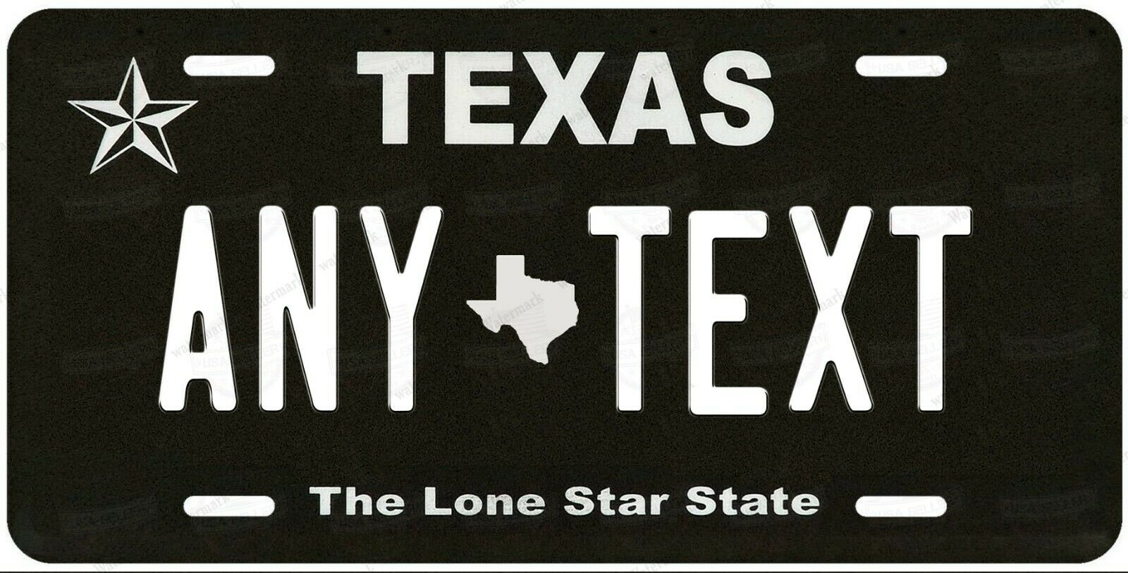 Texas Black Style License Plate Novelty Personalized Any Text For Auto Atv Bike