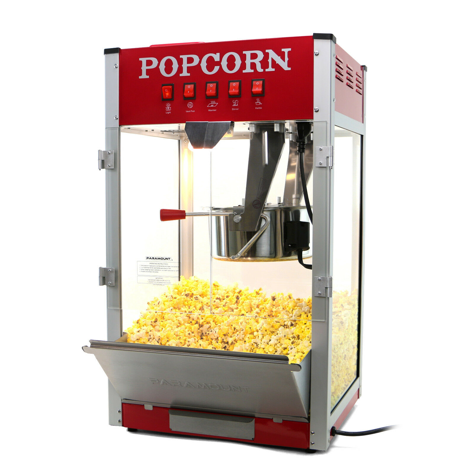Paramount 16oz Commercial Popcorn Maker Machine - 16 Oz Kettle Popper [red]