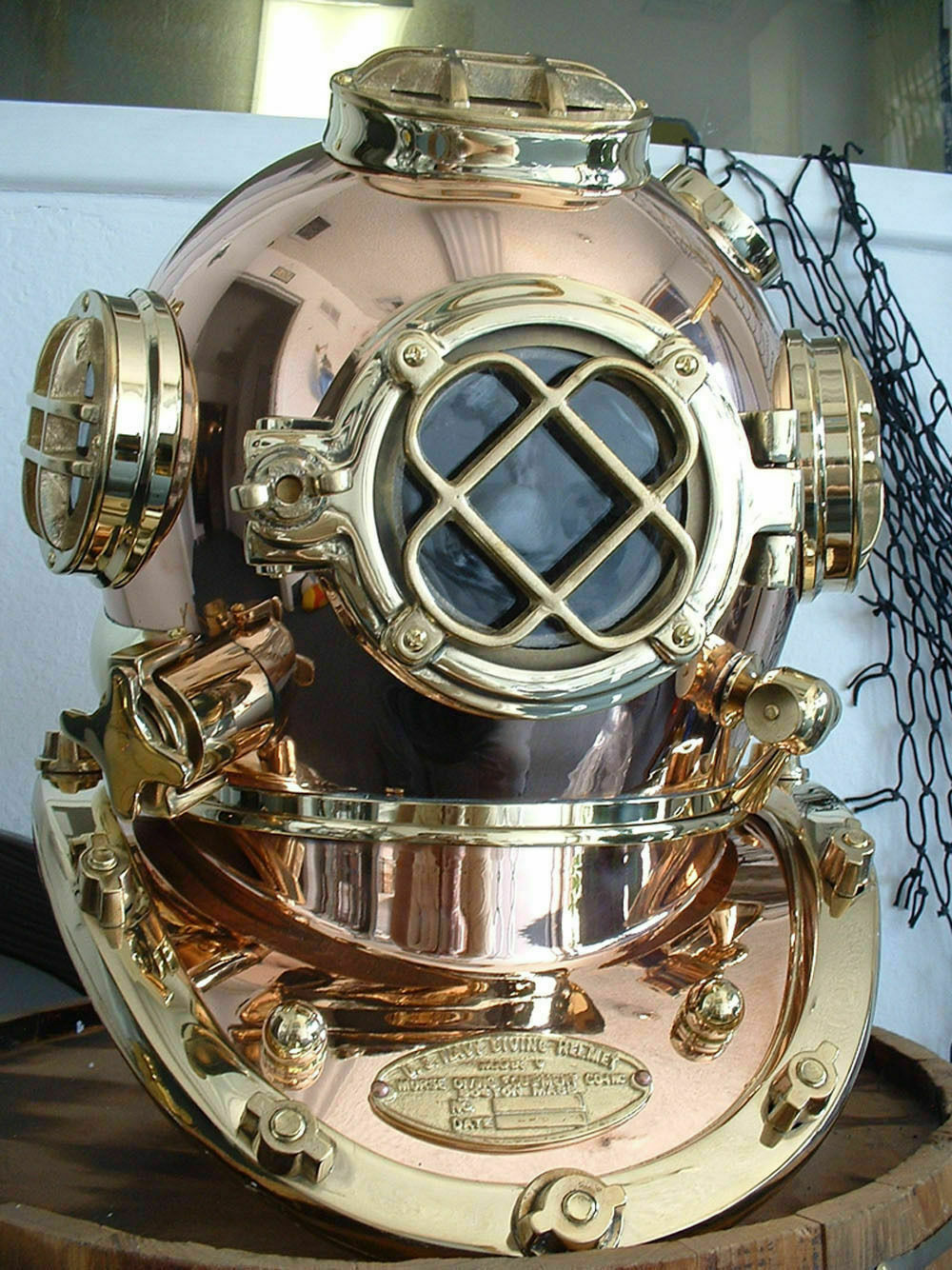Vintage Solid Copper & Brass Marine London Scuba Divers Diving Helmet Royal Navy
