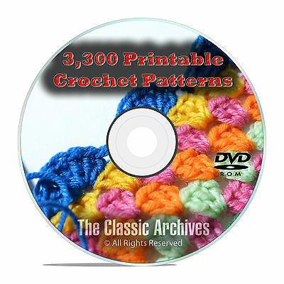 Learn To Crochet, 3300 Printable Crochet Patterns & Guides Books Pdf Cd Dvd E82