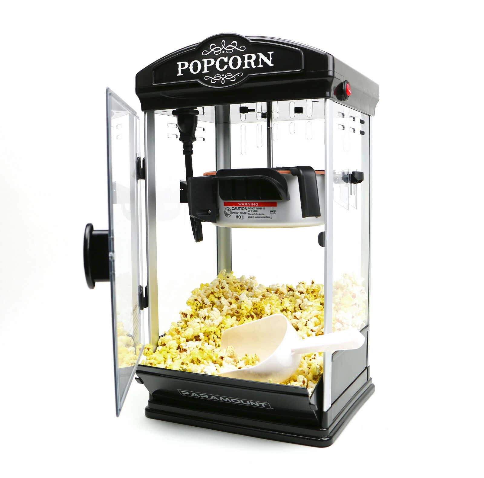 8oz Black Popcorn Maker Machine By Paramount - New 8 Oz Capacity Theater Popper