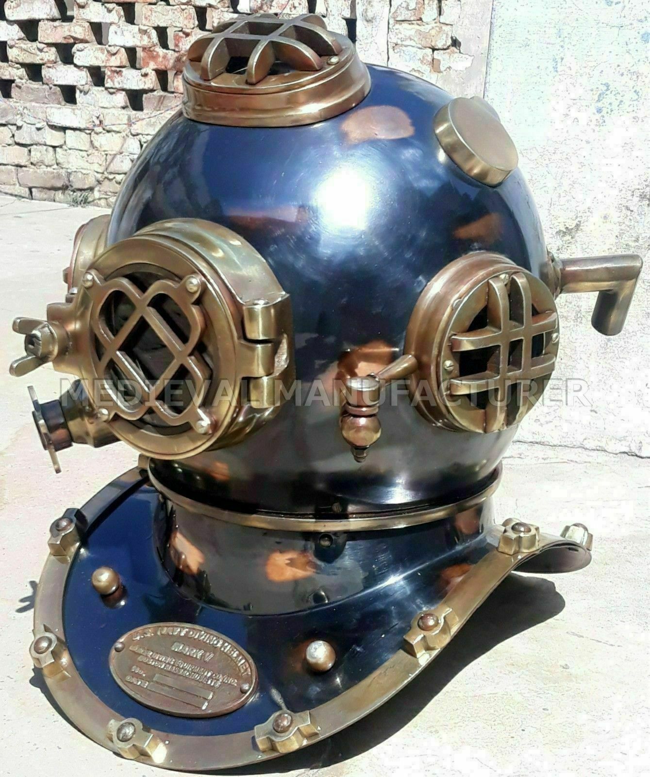 Antique 18" Diving Vintage Boston Mark V U.s Navy Deep Sea Divers Helmet Replica