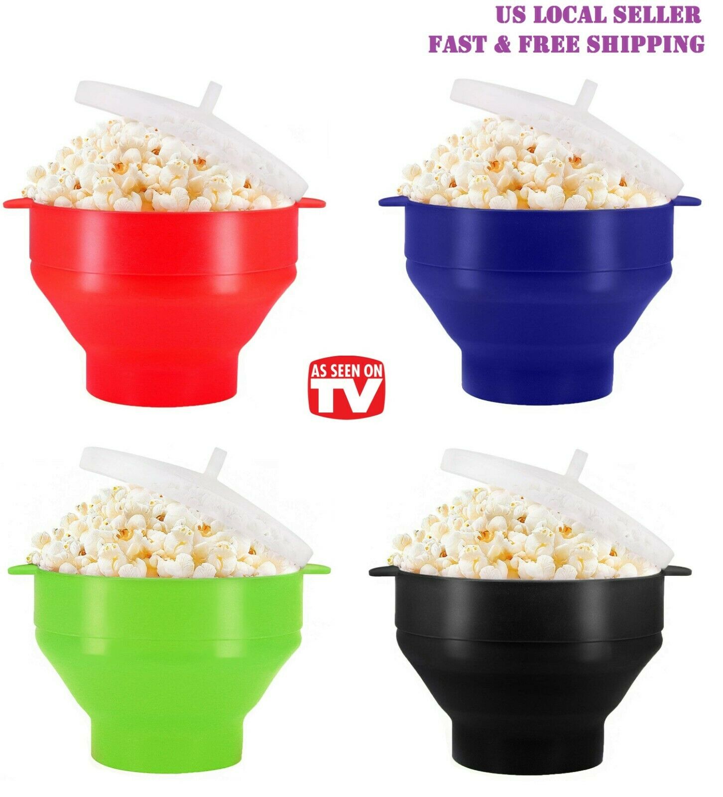 Microwave Oven Silicone Popcorn Popper Maker Bowl Collapsible Bpa Free Healthy
